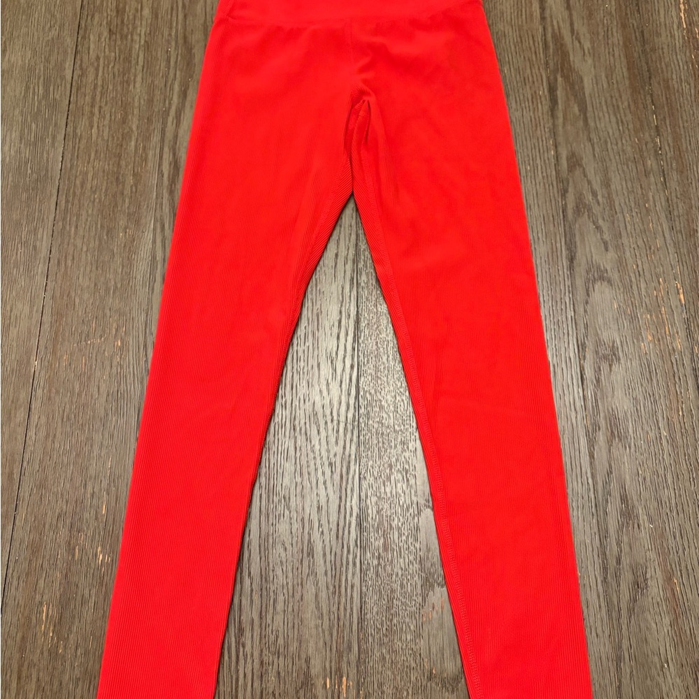 Women’s small red ribbed Glyder leggings - Picture 3 of 8